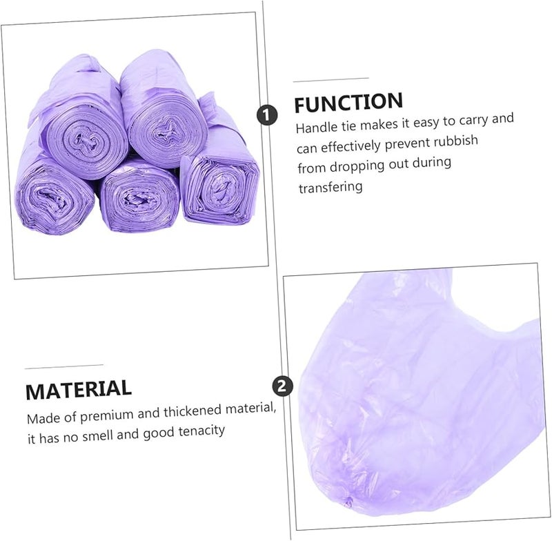 أكياس قمامة أرجوانية ثقيلة بمقابض مقاومة للتسرب عديمة الرائحة 5 لفات للمنزل والمكتب - Image 4