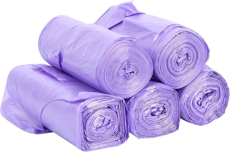 أكياس قمامة أرجوانية ثقيلة بمقابض مقاومة للتسرب عديمة الرائحة 5 لفات للمنزل والمكتب - Image 1