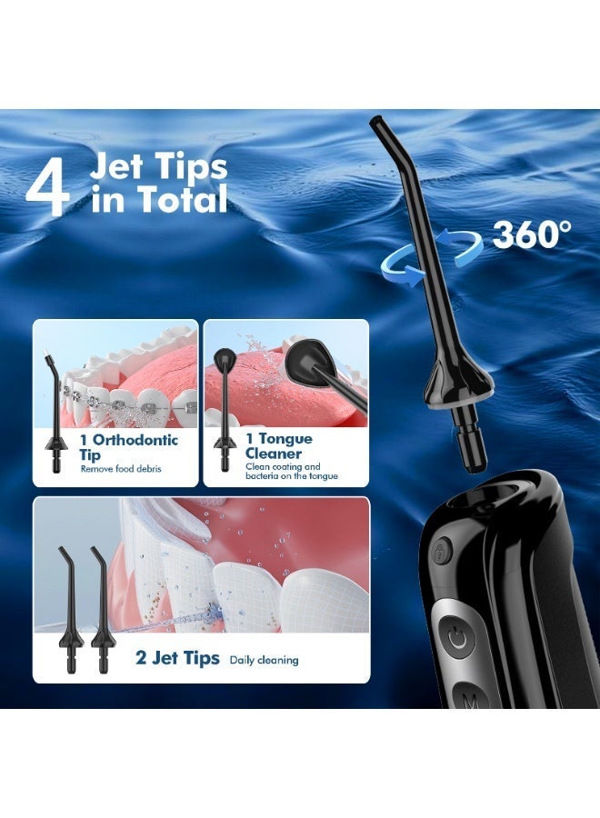 WAFLOO Water Flosser for Teeth Cordless: 4 Jet Tips 4 Modes Oral Irrigator Portable, 300ML Tank USB Rechargeable IPX7 Waterproof Water Flossing for Adults Teeth Cleaning Home and Travel, Black - Image 4
