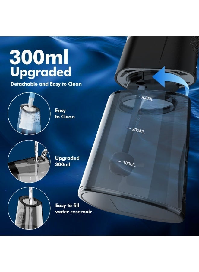 WAFLOO Water Flosser for Teeth Cordless: 4 Jet Tips 4 Modes Oral Irrigator Portable, 300ML Tank USB Rechargeable IPX7 Waterproof Water Flossing for Adults Teeth Cleaning Home and Travel, Black - Image 5