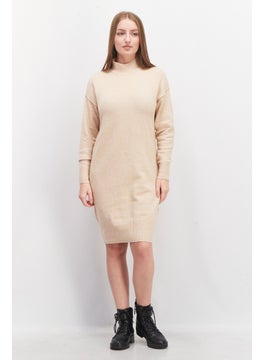 Women High Neck Long Sleeve Textured Sweater Dress, Beige - pzsku/Z39D43096A4619F8EDC77Z/45/_/1724351513/04ef82a2-49e9-456d-9572-5f9b59fa22d9