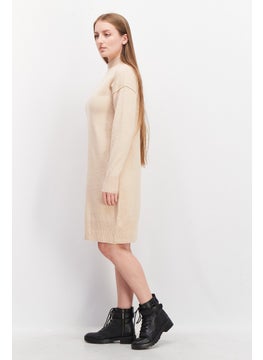 Women High Neck Long Sleeve Textured Sweater Dress, Beige - pzsku/Z39D43096A4619F8EDC77Z/45/_/1731852361/c21f5b8e-76c8-4175-88dc-f74f32feb151