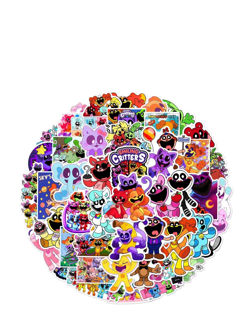 XiuWoo 50 قطعة ملصقات شخصيات كريتيرز المبتسمة المضحكة، رسوم متحركة أنمي رعب ملصقات مقاومة للماء، ملصقات ديكور للشخصيات الإبداعية للأطفال - Image 1