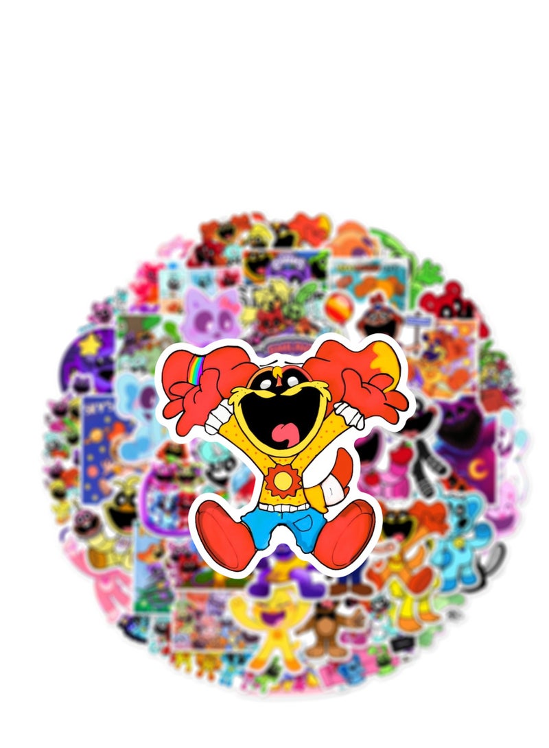 XiuWoo 50 قطعة ملصقات شخصيات كريتيرز المبتسمة المضحكة، رسوم متحركة أنمي رعب ملصقات مقاومة للماء، ملصقات ديكور للشخصيات الإبداعية للأطفال - Image 2