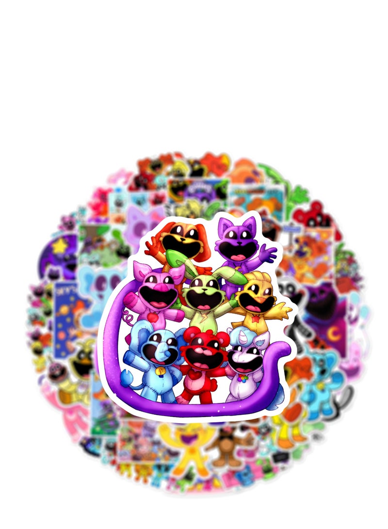 XiuWoo 50 قطعة ملصقات شخصيات كريتيرز المبتسمة المضحكة، رسوم متحركة أنمي رعب ملصقات مقاومة للماء، ملصقات ديكور للشخصيات الإبداعية للأطفال - Image 3