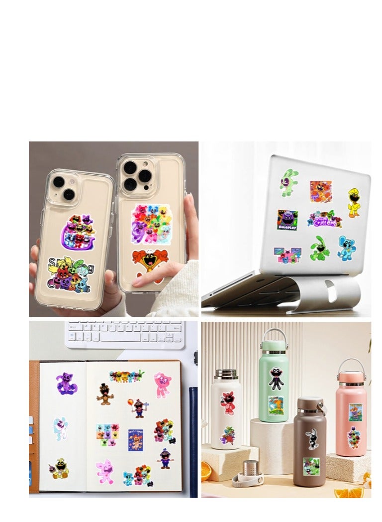 XiuWoo 50 قطعة ملصقات شخصيات كريتيرز المبتسمة المضحكة، رسوم متحركة أنمي رعب ملصقات مقاومة للماء، ملصقات ديكور للشخصيات الإبداعية للأطفال - Image 5