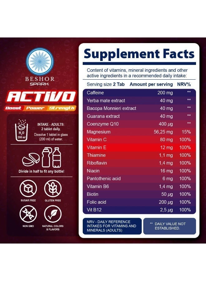 BESHOR Pasha & Activo Effervescent Multivitamin Bundle – 2Pasha + 2Activo (80 Tablets), with Ginseng, Herbs & Caffeine, Orange Berry & Fruit Flavors, Sugar-Free - Image 4