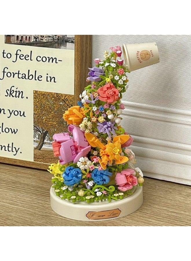 Huan Ying Building Blocks Flower Assembled Rose Music Box Eternal Flower Toy Girl Series 2024 Tanabata Gift-Color:Early Summer Lotus + Display Cover  - Image 5