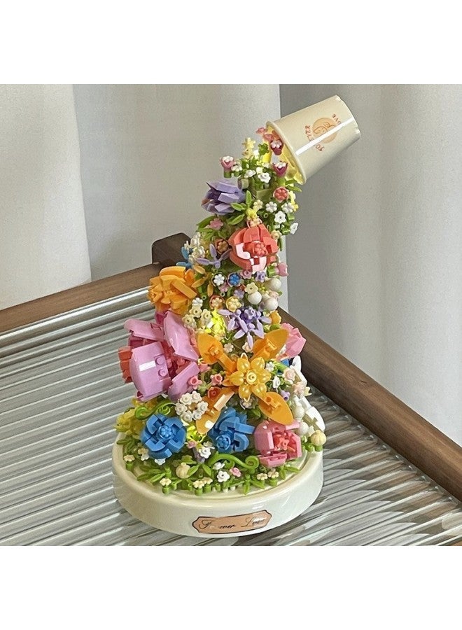 Huan Ying Building Blocks Flower Assembled Rose Music Box Eternal Flower Toy Girl Series 2024 Tanabata Gift-Color:Early Summer Lotus + Display Cover  - Image 2