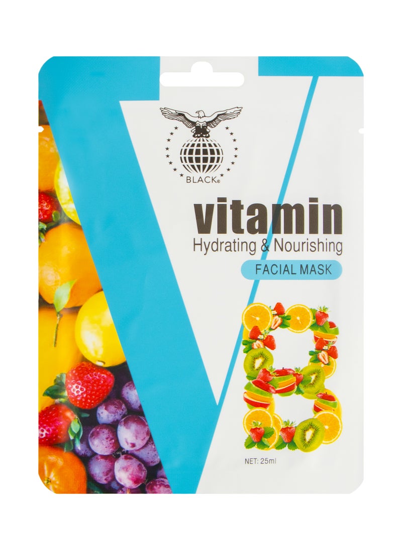 Black - Black Vitamin B Hydrating Face Mask - 10-Pack Collagen Boosting Treatment - Image 1