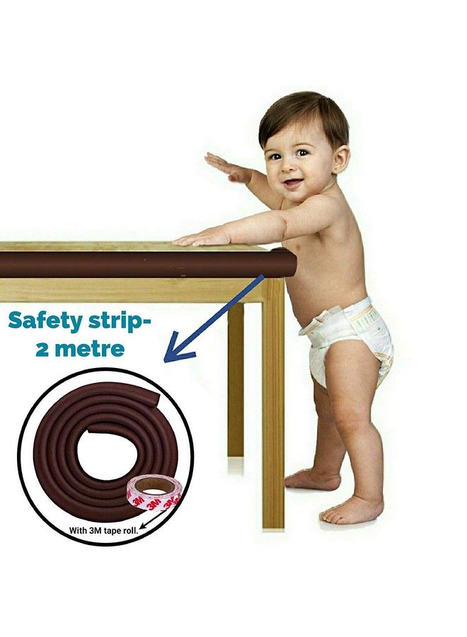 Inditradition Child Safety Form Cushion Strip (2 Meter) ; Corner Edge Guard Bump Protector ; Multipurpose Usage 6.5 Feet With Fiberglass Self Adhesive Tape (Brown) - Image 5