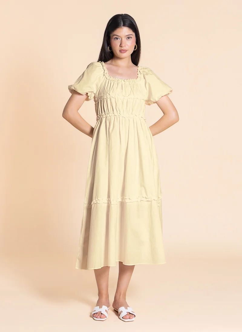 SHAPES Ruffled Cotton Midi Dress