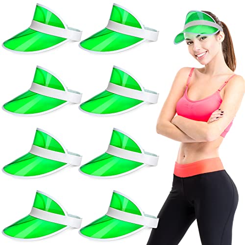 Tarpop 8 Pack Green Poker Visor Bulk Poker Hat Plastic Bingo Casino Dealer Visors Casino Dealer Costume Sun Golf Hats for Women Men - Image 1