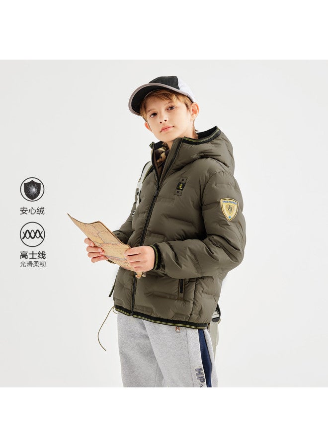 Hush Puppies Parent-child Thick Down Jacket Winter Warm School Uniform Essential Boys' Comfort Fleece Mountaineering Outdoor Sports Down Chinese New Year Outfit - Image 5