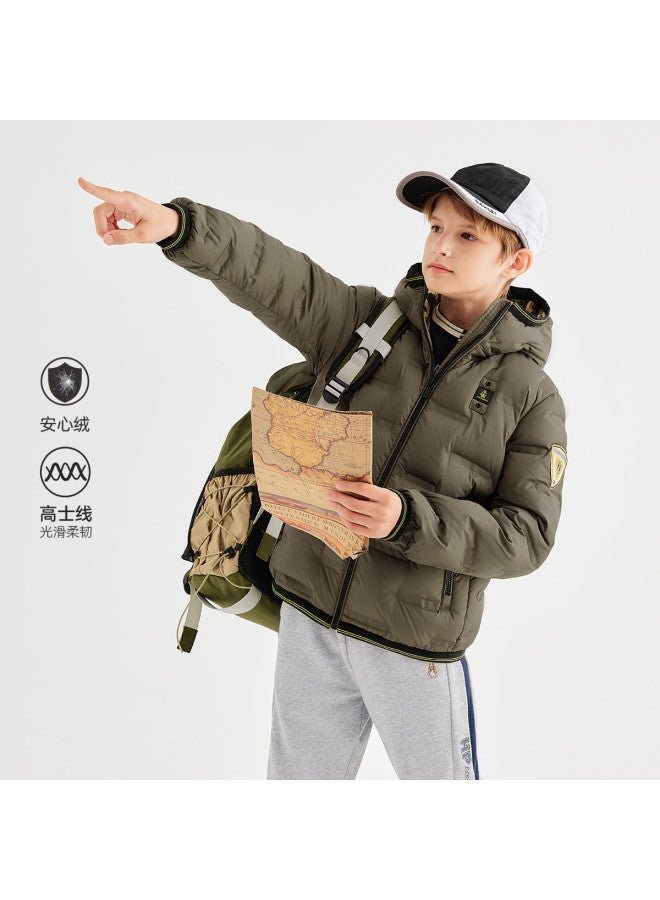 Hush Puppies Parent-child Thick Down Jacket Winter Warm School Uniform Essential Boys' Comfort Fleece Mountaineering Outdoor Sports Down Chinese New Year Outfit - Image 2
