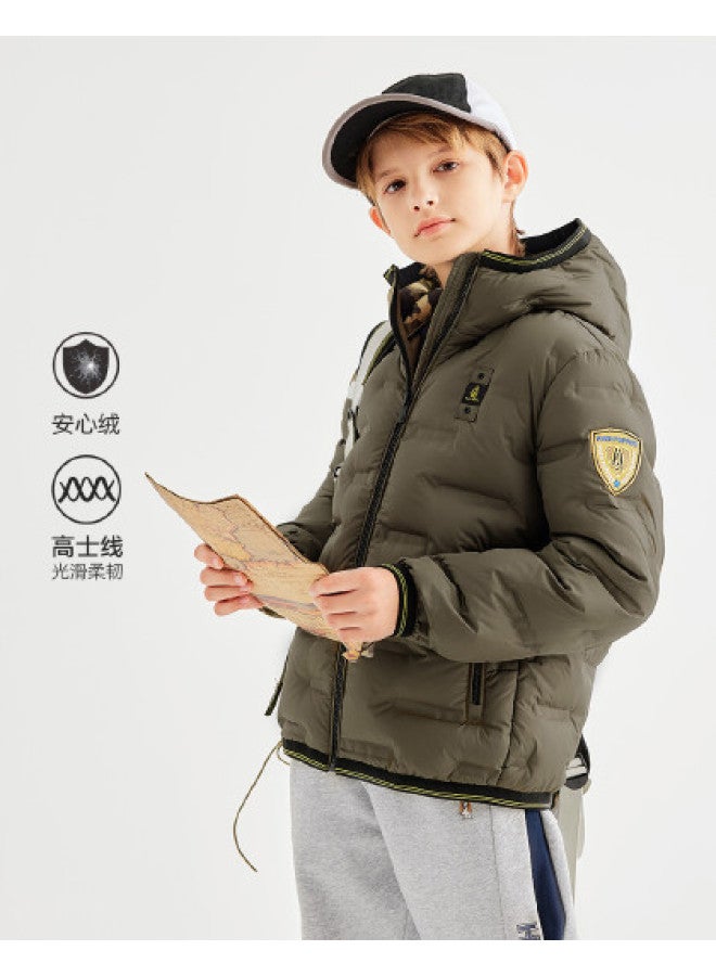 Hush Puppies Parent-child Thick Down Jacket Winter Warm School Uniform Essential Boys' Comfort Fleece Mountaineering Outdoor Sports Down Chinese New Year Outfit - Image 1