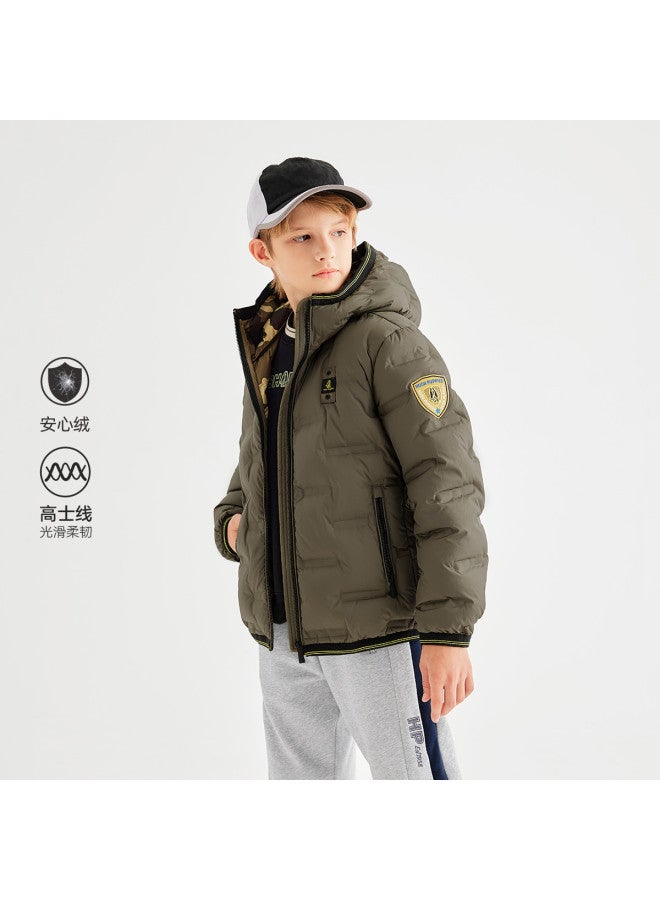 Hush Puppies Parent-child Thick Down Jacket Winter Warm School Uniform Essential Boys' Comfort Fleece Mountaineering Outdoor Sports Down Chinese New Year Outfit - Image 3