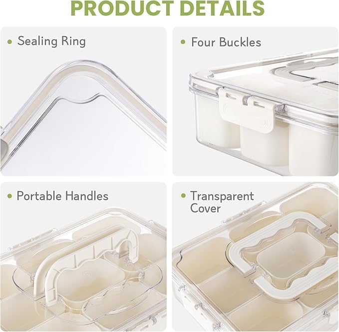 CLOUDTAB Divided Serving Tray with Lid Handle Portable Snack Box for Charcuterie Fruits Spices Candy Nuts Snacks 9Compartments Clear Snack Platter Organizer for Parties Travel Picnics - Image 3