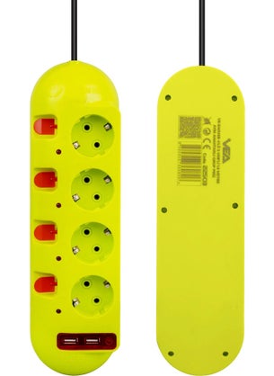 Angel Of Life Vea VE-E40USB 4-Plus 2 USB 1.5 Meter Group Socket with Separate Switches  - Image 1