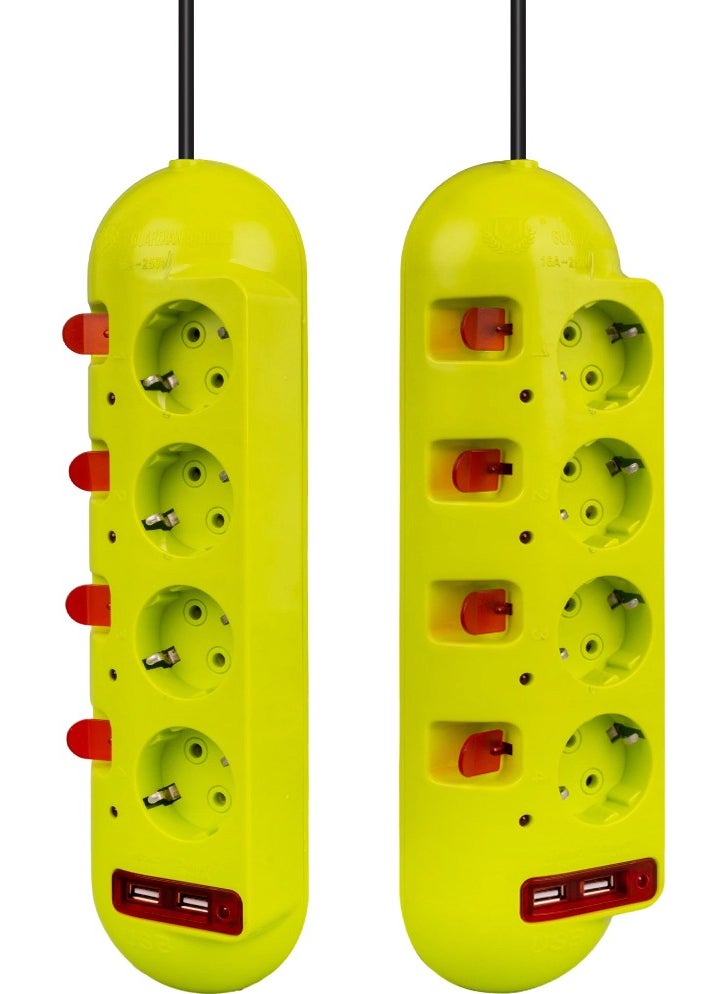 Angel Of Life - Vea VE-E40USB 4-Plus 2 USB 1.5 Meter Group Socket with Separate Switches - Image 1