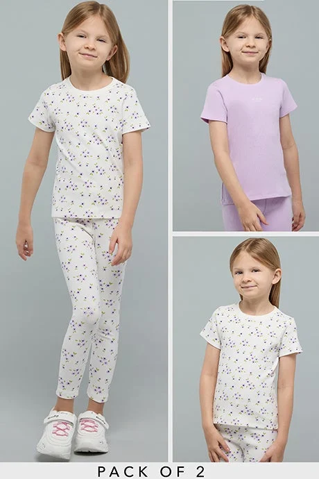 أر أند بي 2 Printed T-Shirts With And Short Sleeves