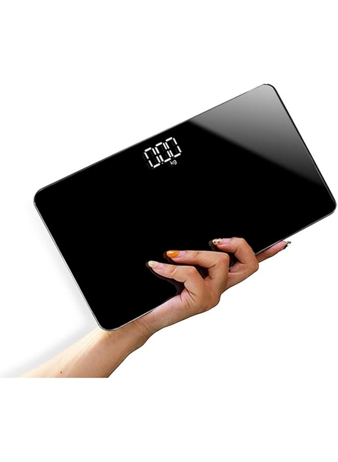 promass Mini Travel Bathroom Scale LCD Hidden Screen USB Charging Mirror Scales Body Digital Weight Scale for Body Weight Room Temperature Measurable- Black - Image 1