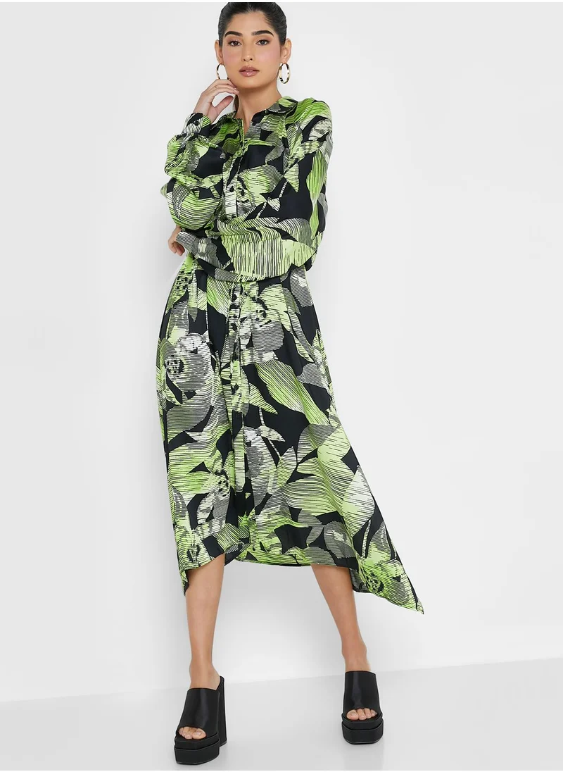 TOPSHOP Printed Asymmetric Hem Dress