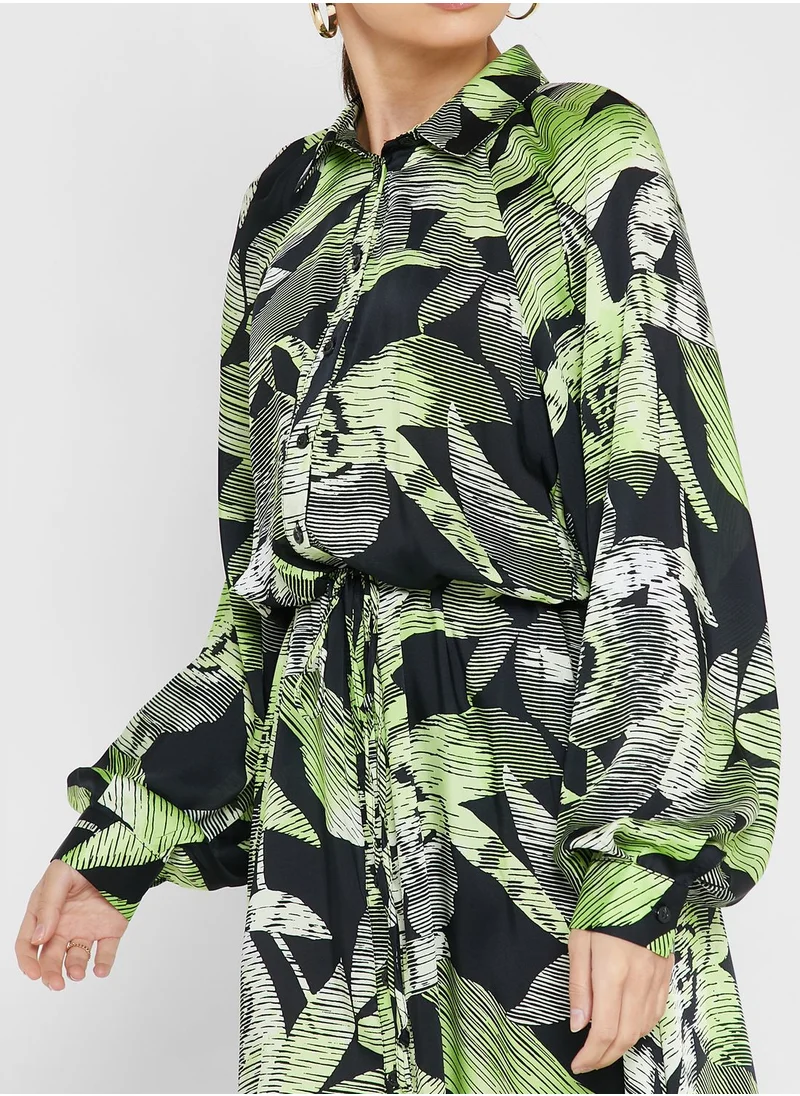 TOPSHOP Printed Asymmetric Hem Dress