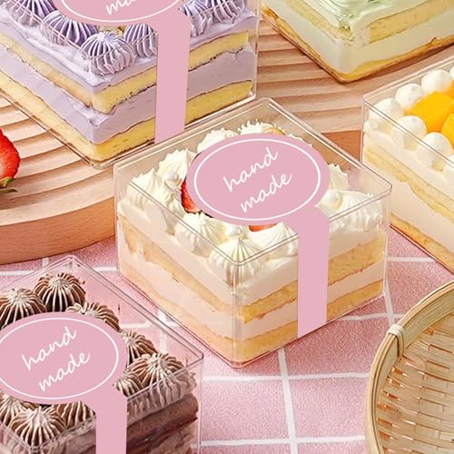 ARKLOID 300pcs Pink Handmade Food Baking Label Stickers for Baked Goods Packaging (StyleC) - Image 3