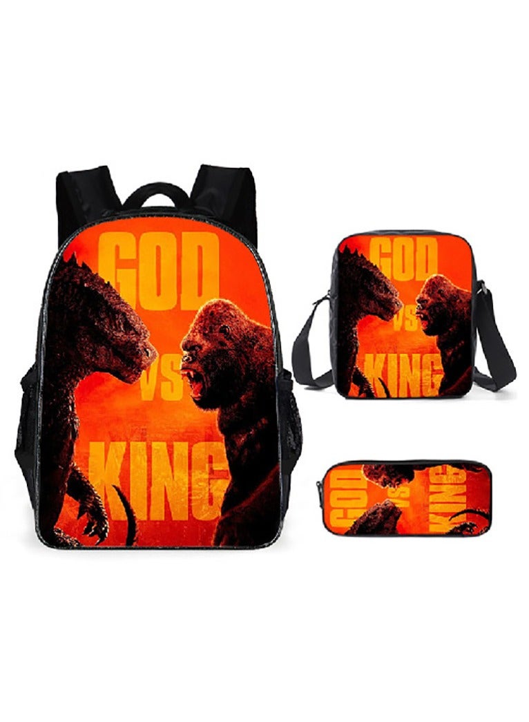 Godzilla New Godzilla Student Backpack Three-piece Set 29*16*42cm