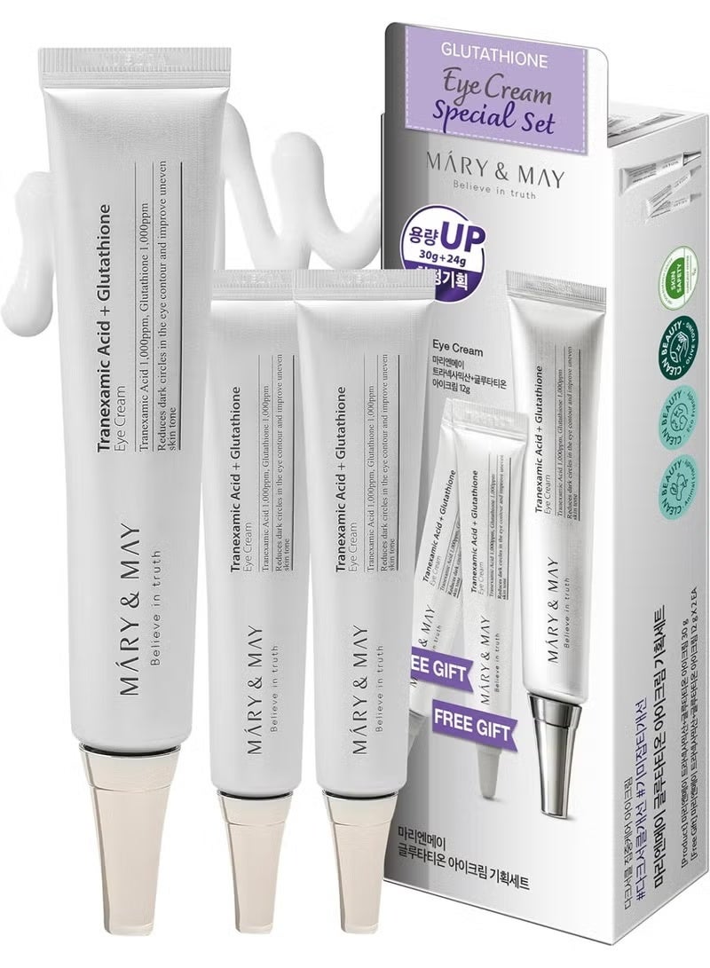 MARY & MAY Glutathione Eye Cream Special Set 1 * 30g + 2 * 12g - Powerful Antioxidant, Reduces Dark Circles in the Eye, Improve Uneven Skin Tone with Vitamin C - Image 1