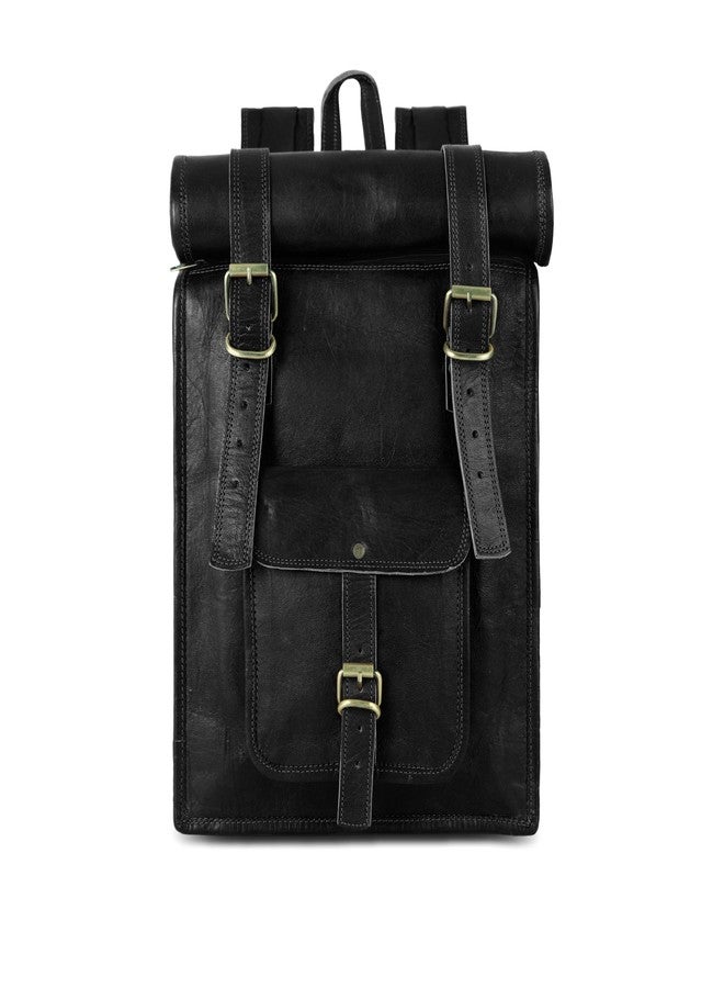 RSN Leather Black Laptop Backpack Shoulder Rucksack trendy Stylish Unisex travelling Bag for Boys, girls Vintage College School Office Bags Men & Women(17 Inch, Brown) - Image 1