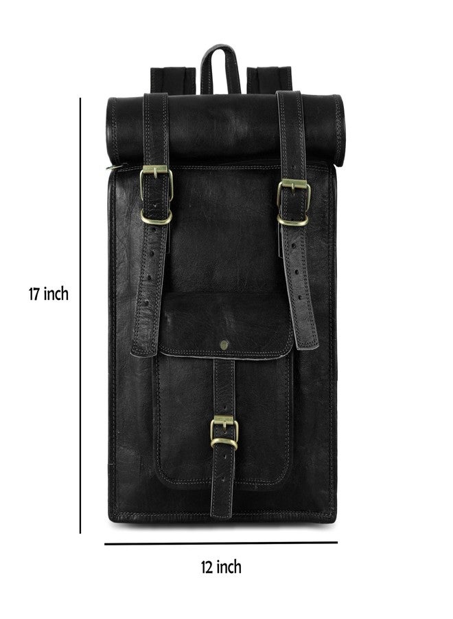 RSN Leather Black Laptop Backpack Shoulder Rucksack trendy Stylish Unisex travelling Bag for Boys, girls Vintage College School Office Bags Men & Women(17 Inch, Brown) - Image 5