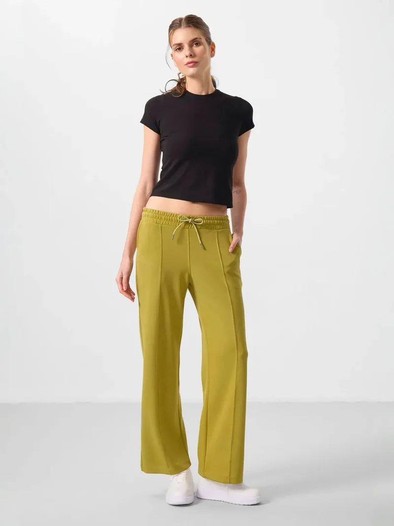 تومي لايف TOMMY Textured Wide Leg Palazzo Pants with Drawstring Waist