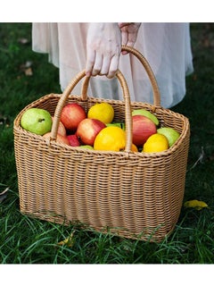 SYOSI African Market Basket Large Oval Plastic Basket with Handle Grocery Bag Shopping Bag  - Image 4