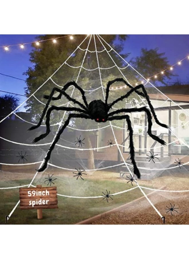 Generic - 7M Large Festival Spider Web Decor 150cm Giant Spider 20Pcs Little Spider Outside Yard Party Haunted House Decor - Image 1