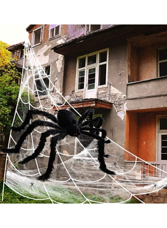 Generic - 7M Large Festival Spider Web Decor 150cm Giant Spider 20Pcs Little Spider Outside Yard Party Haunted House Decor - Image 1