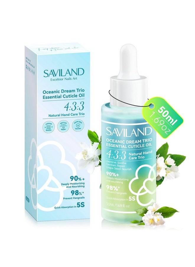 Saviland Cuticle Oil Triple Essential 50Ml Vitamin E & C Jasmine Gentian Grapeseed Nail Growth Oil Ultra Repair Nourish Soothe Cuticle Oil For Nails Plantbased Strengthener For Weak Nail  - Image 1