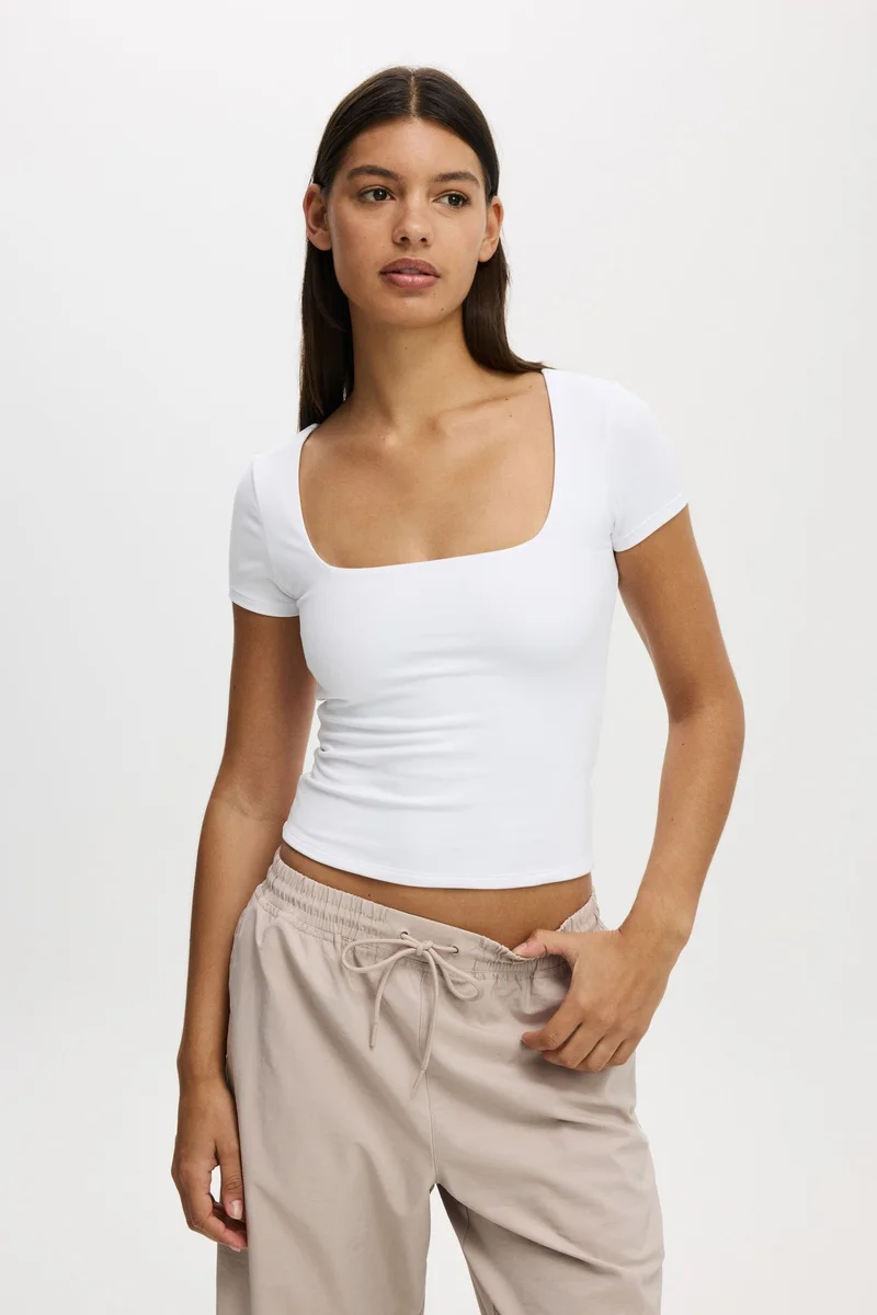 كوتون اون ULTRA SOFT SQUARE NECK FITTED T-SHIRT