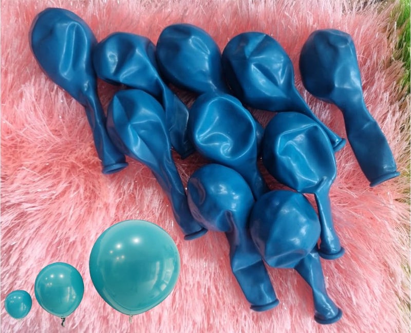 FOOGAA Solid Retro Peacock Blue Vintage Color Balloons With Arch, Glue dot, Ribbon Magic Balloon (Blue, Pack of 100) - Image 3