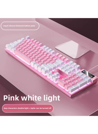 Mechanical Feel Game Backlit E-sports Office USB External Full-size Blue And White Double White Wired Keyboard-Color:Pink And White Combination - White Moonlight Keyboard [personalized Double Spell] - Single Keyboard [one-year Warranty] - pzsku/Z39D4ED87955E541C1114Z/45/1745257670/9cad7e6f-cbe9-497d-9407-9237f28c766f