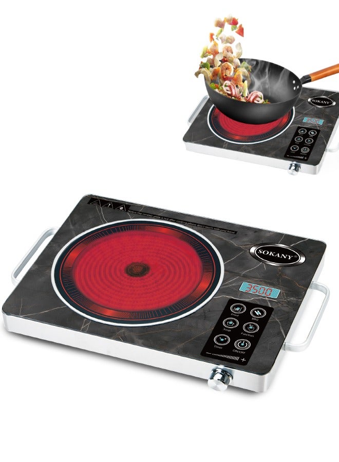 sokany Digital Infrared Cooker, Single Cooking Hob, Powerful 3500W Burner Cooktop, Digital Infrared Heating, Touch and Sensor Touchpad Control - Image 1