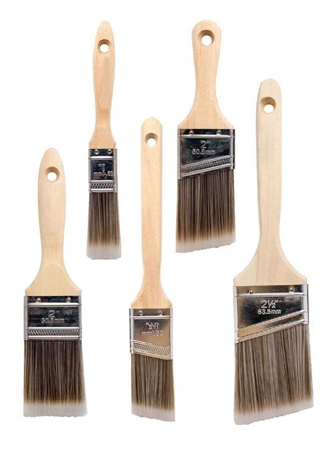 HAWAWA 5pcs Paint Brushes Set, Flat and Angle Brushes in Assorted Sizes, Wall Painting Brushes Suitable for Oil-based Paints, Water-based Paints  - Image 1