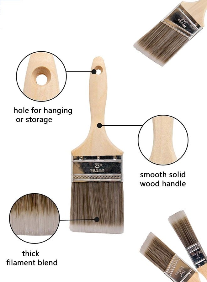 HAWAWA 5pcs Paint Brushes Set, Flat and Angle Brushes in Assorted Sizes, Wall Painting Brushes Suitable for Oil-based Paints, Water-based Paints  - Image 3