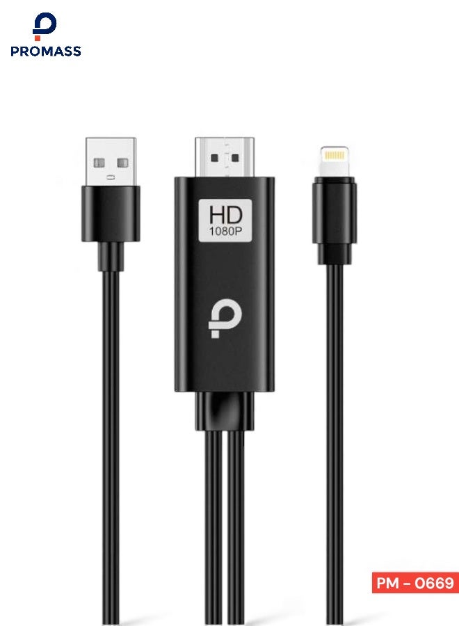 PROMASS Lightning to HDMI adapter cable for iPhone TV, compatible with iPhone 14, 13, 12, and 11, and YouTube. TV output with 1080p HD resolution and video and audio synchronization. Simply plug and play. - Image 1