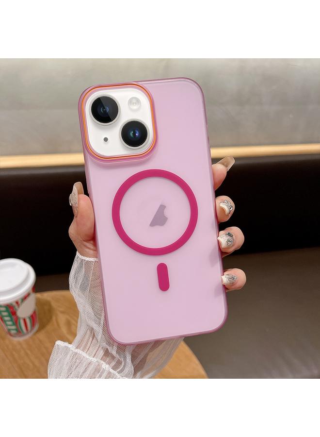 For iPhone 14 Soft Sandy Skin Feel MagSafe Magnetic PC Phone Case(Rose Pink)