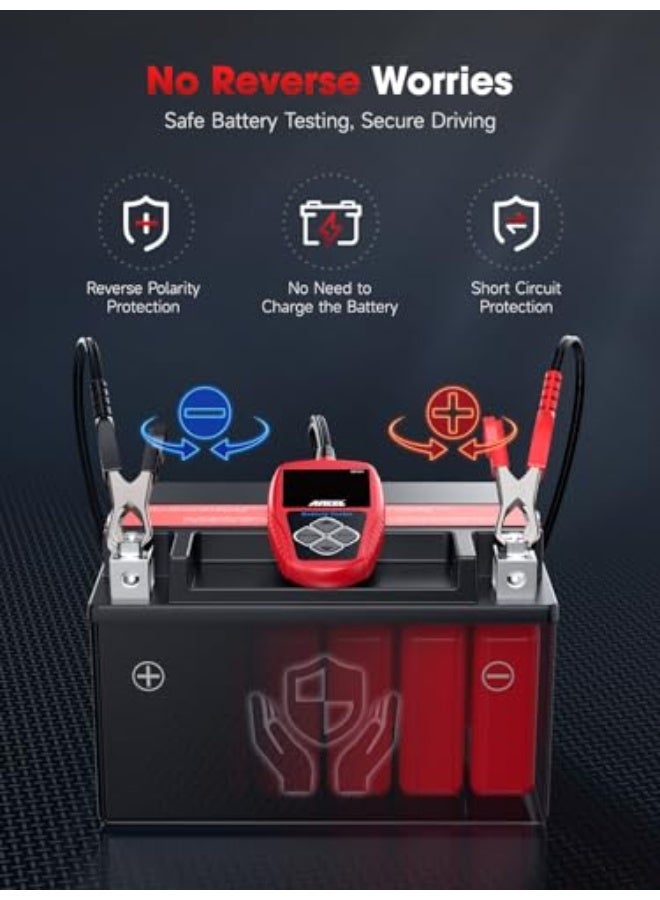جهاز اختبار بطارية السيارة ANCEL BA101 12 فولت - أداة تشخيص البطاريات والمولدات الرقمية، سعة تحميل 100-2000 CCA، تحليل الشحن والدوران للدراجات النارية والشاحنات والقوارب والمركبات الترفيهية والسفن و - Image 3