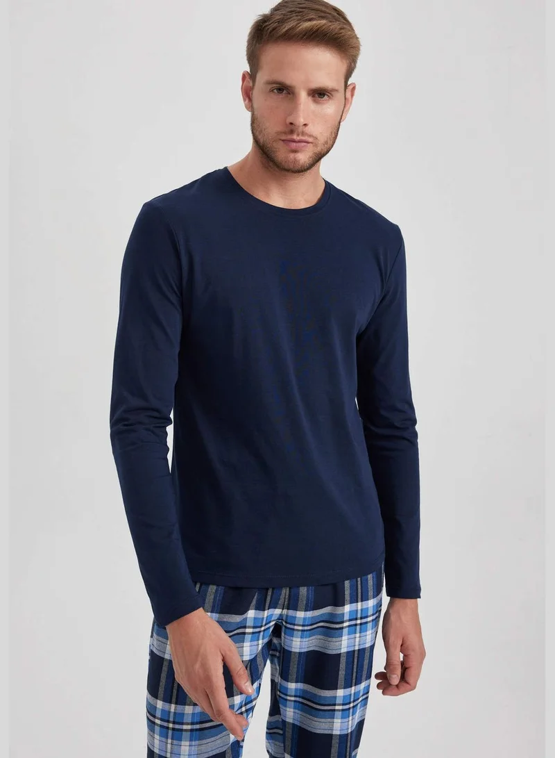 ديفاكتو Man Slim Fit Crew Neck Long Sleeve Homewear Knitted Tops