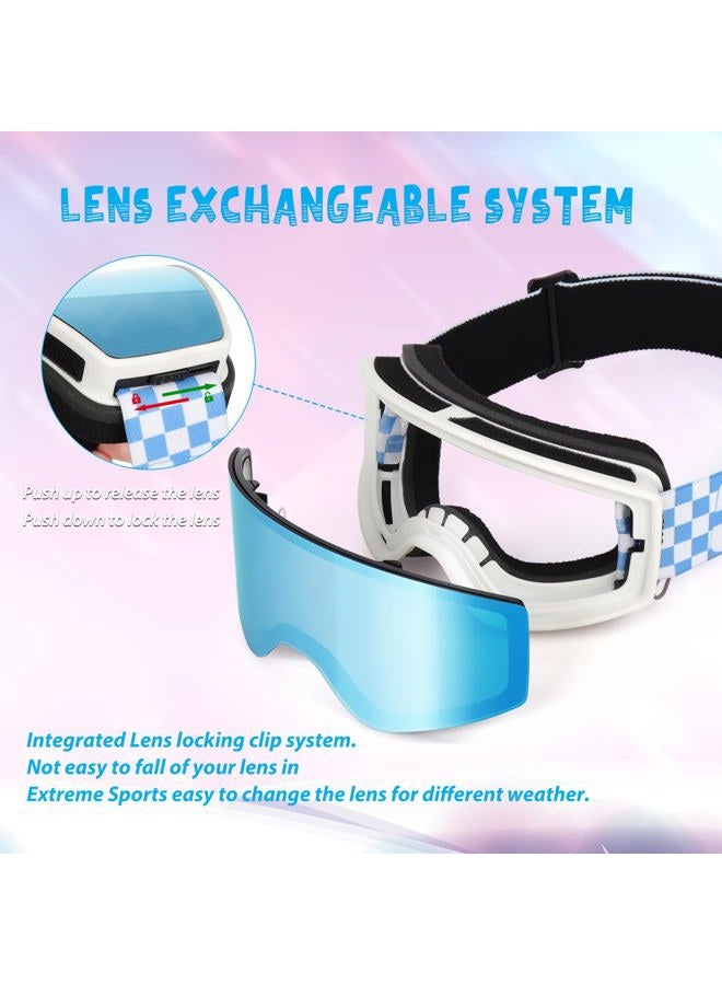 EXP VISION Kids Ski/Snowboard Goggles, Child Snow Goggles Over Glasses for Boys Girls Toddler Age 4-14 (Kids Ski Goggles-Dream Blue) - Image 4