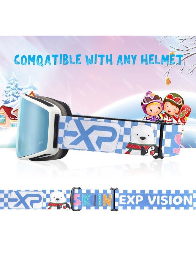 EXP VISION Kids Ski/Snowboard Goggles, Child Snow Goggles Over Glasses for Boys Girls Toddler Age 4-14 (Kids Ski Goggles-Dream Blue) - Image 5